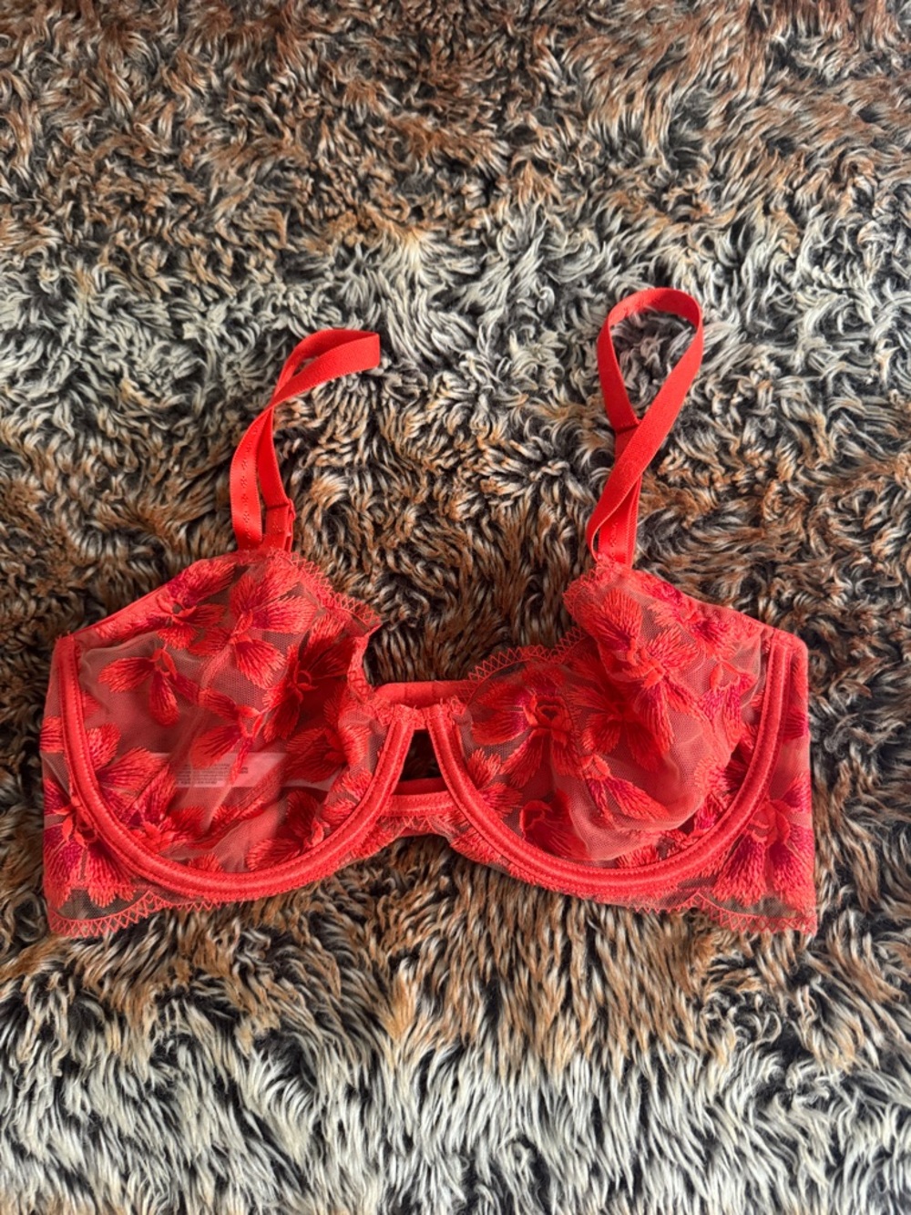 Free People -Intimately Sheer Red Lace Underwire Bra - Women's Intimates